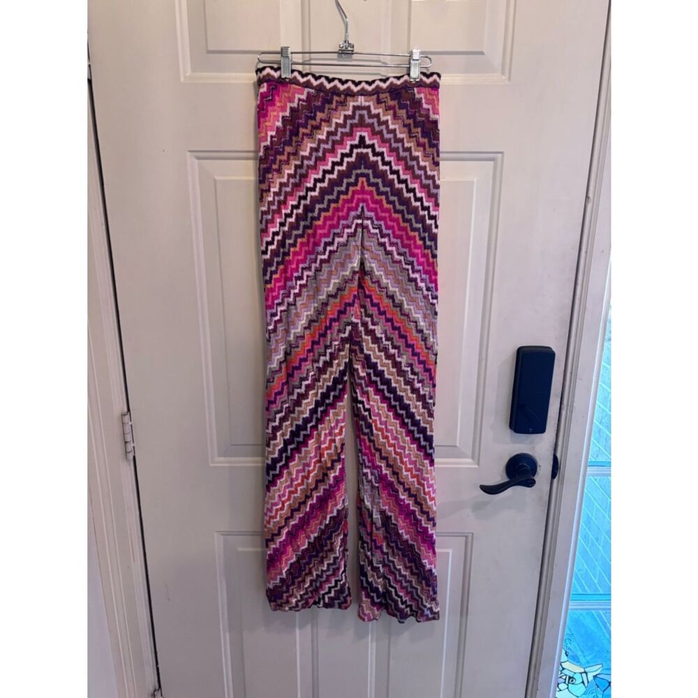 Missoni Chevron Wide-Leg Pants in Pink, Purple & Orange size EU 42 or US 10 - Picture 2 of 9